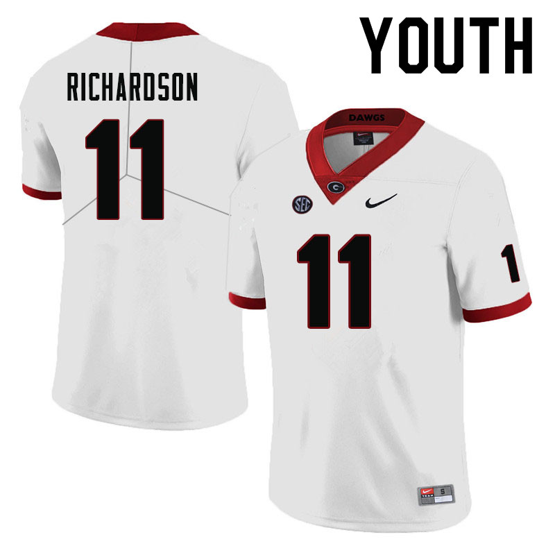 Youth #11 Keyon Richardson Georgia Bulldogs College Football Jerseys-White - Click Image to Close